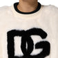 Dolce & Gabbana White Cropped Faux Fur DG Sweatshirt Sweater