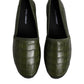 Dolce & Gabbana Green Exotic Leather Espadrilles Slip On Shoes
