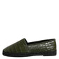 Dolce & Gabbana Green Exotic Leather Espadrilles Slip On Shoes