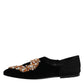 Dolce & Gabbana Black Velvet Embellished Loafer Slip On Shoes