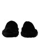 Dolce & Gabbana Black Polyester Velvet Slides Slipper Shoes