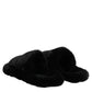 Dolce & Gabbana Black Polyester Velvet Slides Slipper Shoes