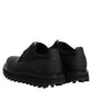 Dolce & Gabbana Black Leather Lace Up Trekking Dress Shoes