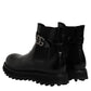 Dolce & Gabbana Black Belted DG Logo Men Chelsea Boots Shoes