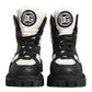 Dolce & Gabbana Black White Padded Lace Up Short Boots Shoes