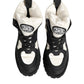 Dolce & Gabbana Black White Padded Lace Up Short Boots Shoes