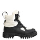 Dolce & Gabbana Black White Padded Lace Up Short Boots Shoes