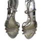Dolce & Gabbana Silver Strass Ankle Strap Heels Sandals Shoes