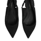 Dolce & Gabbana Black Crystal Charmeuse Slingback Shoes