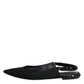 Dolce & Gabbana Black Crystal Charmeuse Slingback Shoes