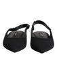 Dolce & Gabbana Black Crystal Charmeuse Slingback Shoes