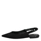 Dolce & Gabbana Black Crystal Charmeuse Slingback Shoes