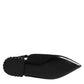 Dolce & Gabbana Black Crystal Charmeuse Slingback Shoes