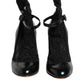 Dolce & Gabbana Black Leather Lace Socks Heels Pumps Shoes