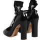 Dolce & Gabbana Black Leather Lace Socks Heels Pumps Shoes