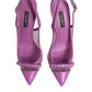 Dolce & Gabbana Purple Leather Mesh High Heels Slingback Shoes