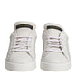 Dolce & Gabbana White Gold Leather Low Top Sneakers Shoes