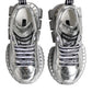 Dolce & Gabbana Silver Leather Super Queen Sneakers Shoes
