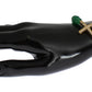 Nialaya Jade Stone Gold CZ Cross 925 Silver Bracelet