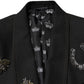 Dolce & Gabbana Black Bee Crown Embellished Suit Coat Blazer