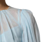 Dolce & Gabbana Fuchsia Light Blue Silk Two Tone Midi Dress