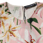 Dolce & Gabbana Pink Lily Printed Round Neck Blouse Top