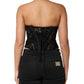 Dolce & Gabbana Black Strapless Floral Lace Bustier Cropped Top