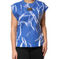 Dolce & Gabbana Blue White Cotton Logo Plaque Women Tank Top