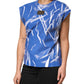 Dolce & Gabbana Blue White Cotton Logo Plaque Women Tank Top