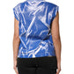 Dolce & Gabbana Blue White Cotton Logo Plaque Women Tank Top