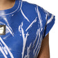 Dolce & Gabbana Blue White Cotton Logo Plaque Women Tank Top