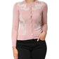 Dolce & Gabbana Pink Floral Lace Detailing Cardigan Sweater