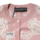 Dolce & Gabbana Pink Floral Lace Detailing Cardigan Sweater