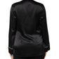 Dolce & Gabbana Black Silk Ascot Collared Button Blouse Top
