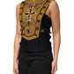 Dolce & Gabbana Yellow Crystal Cross Runway Vest Jacket Top