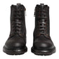 Dolce & Gabbana Dark Brown Leather Lace Up Mid Calf Boots Shoes