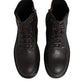 Dolce & Gabbana Dark Brown Leather Lace Up Mid Calf Boots Shoes