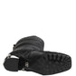 Dolce & Gabbana Black Padded Mid Calf Logo Heel Boots Shoes