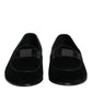 Dolce & Gabbana Black Velvet Loafers Formal Men Dress Shoes