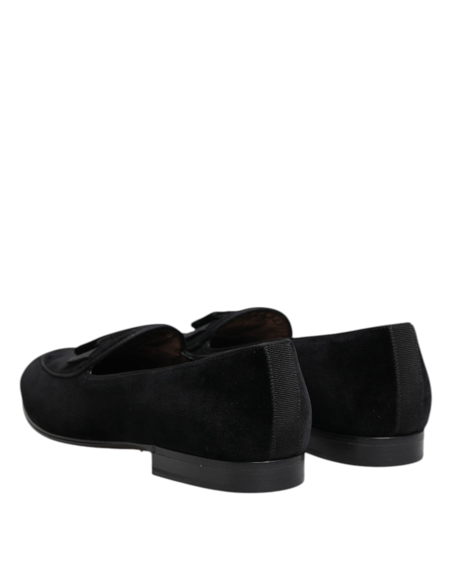 Dolce & Gabbana Black Velvet Loafers Formal Men Dress Shoes