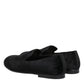 Dolce & Gabbana Black Jacquard Loafers Formal Men Dress Shoes