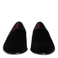 Dolce & Gabbana Black Velvet Slip On Loafers Men Formal Shoes