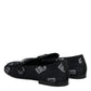 Dolce & Gabbana Blue Logo Cotton Loafers Formal Dress Shoes