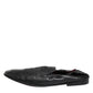 Dolce & Gabbana Black Leather Slip On Men Flat Loafers Shoes