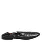 Dolce & Gabbana Black Leather Slip On Men Flat Loafers Shoes
