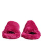 Dolce & Gabbana Pink Acrylic Faux Fur Mens Flats Sandals Shoes