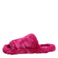 Dolce & Gabbana Pink Acrylic Faux Fur Mens Flats Sandals Shoes