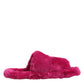 Dolce & Gabbana Pink Acrylic Faux Fur Mens Flats Sandals Shoes