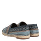 Dolce & Gabbana Blue Gray Woven Leather Buffalo Espadrille Shoes