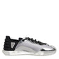 Dolce & Gabbana Silver Black Nylon NS1 Low Top Men Sneakers Shoes